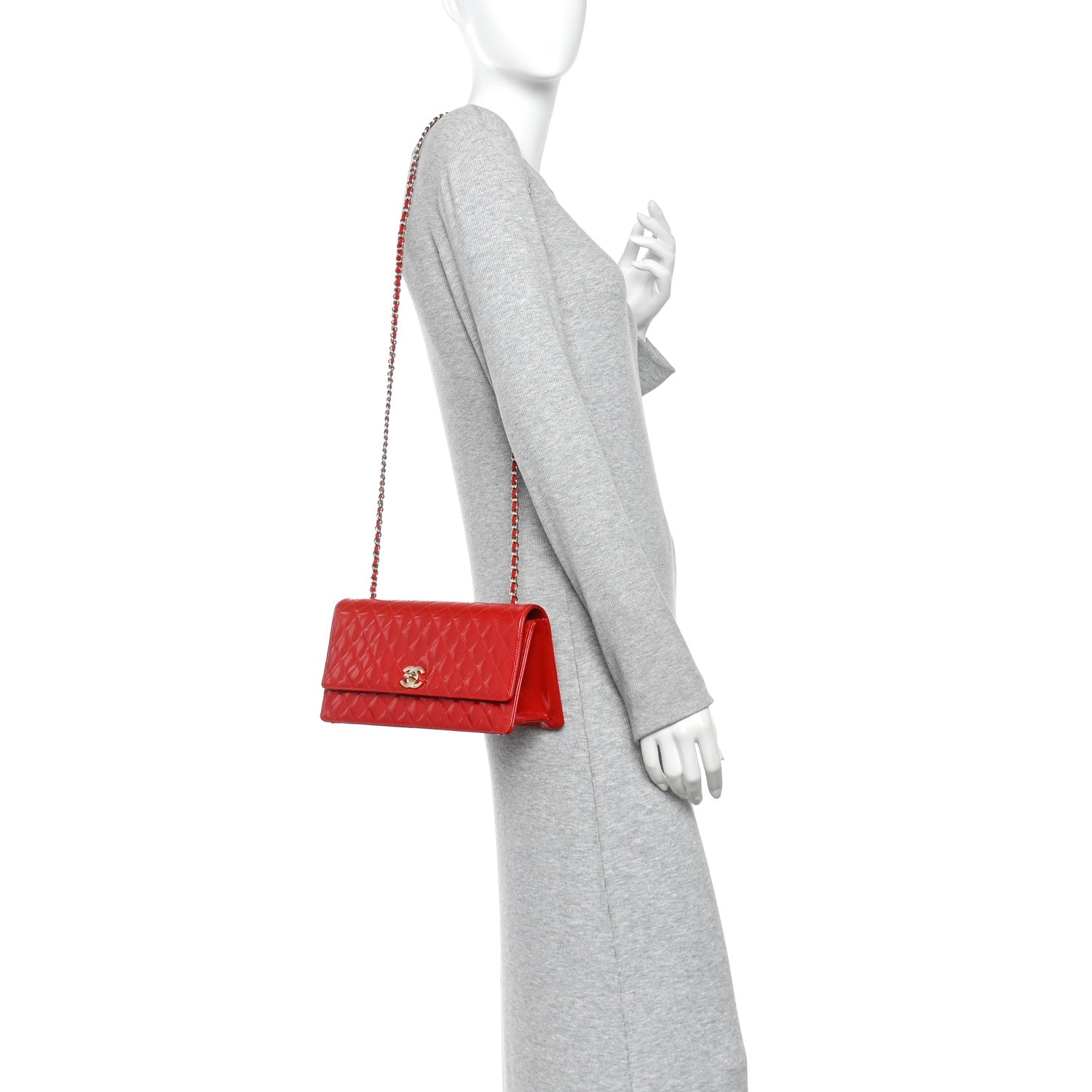 Chanel Glazed Calfskin Quilted East West Flap Red 2 of 10