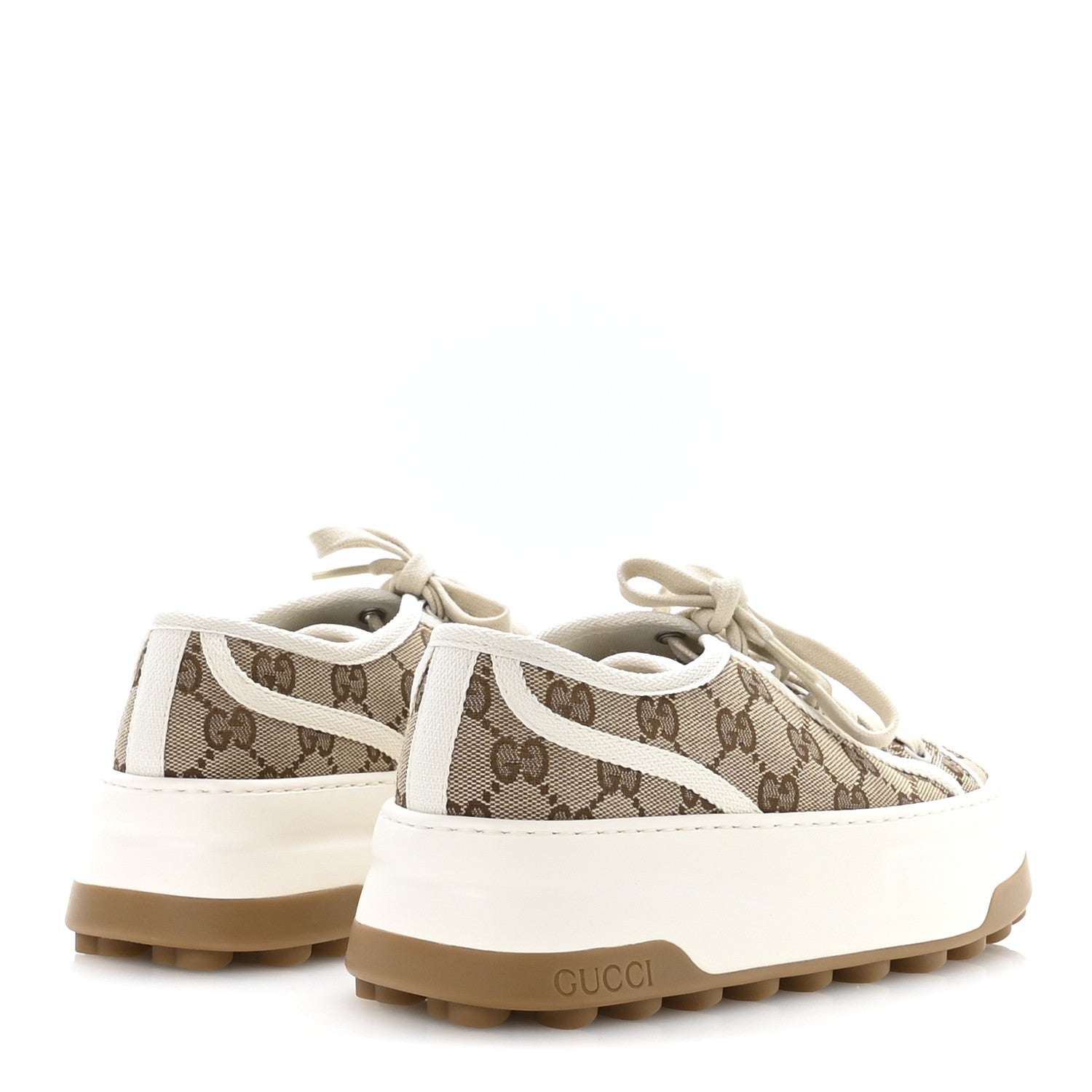 Gucci GG Monogram Womens 1977 Tennis Platform 52mm Sneakers 37 Beige Ebony Mystic White 5 of 9