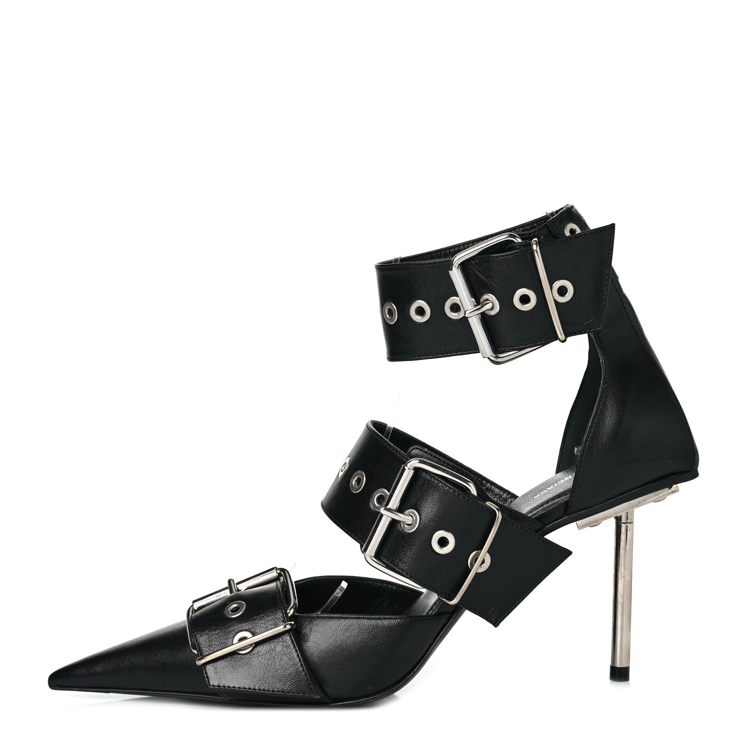 Balenciaga Shiny Kidskin Point Toe Buckle Pumps 38 Black 1 of 7