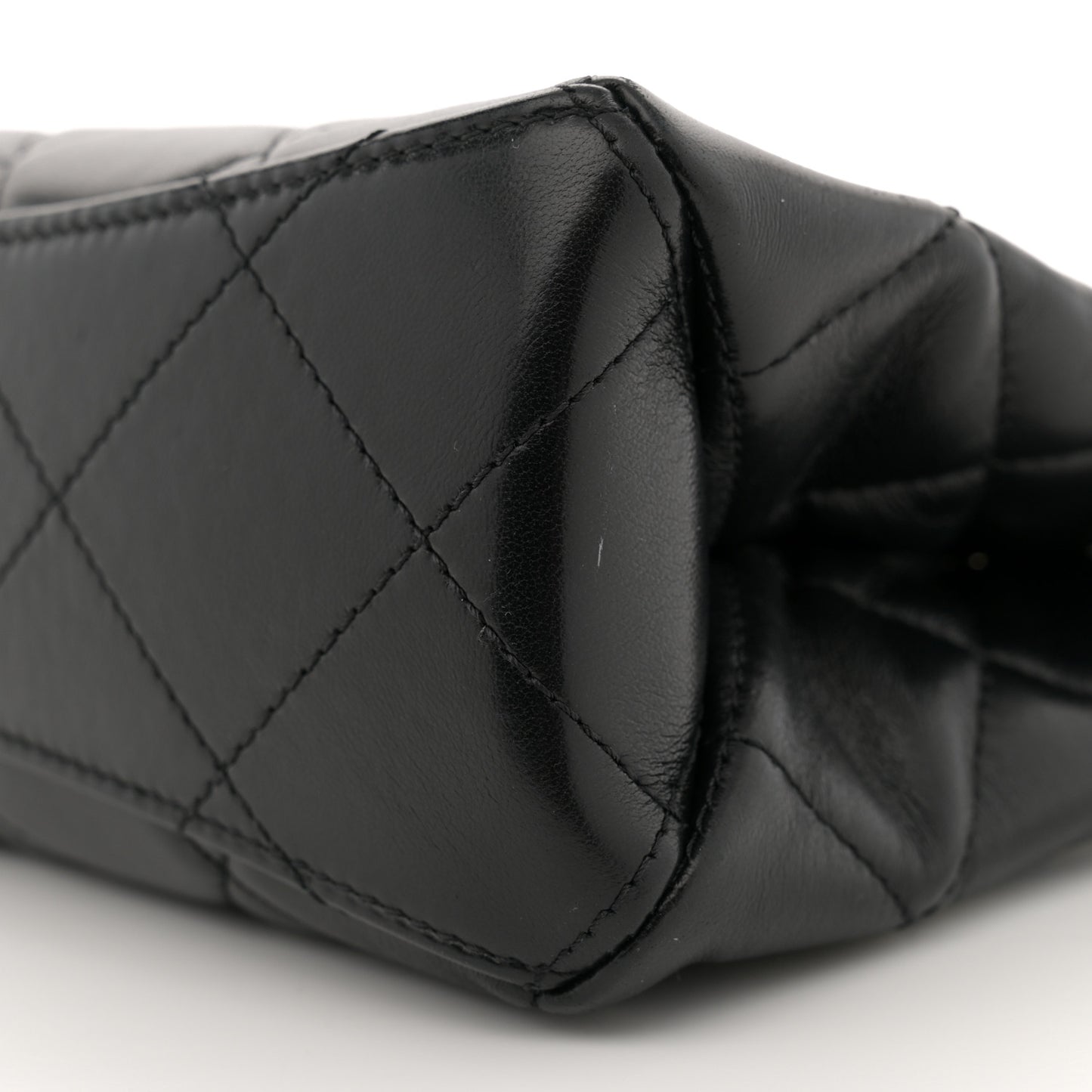 Shiny Lambskin Pearl Small Shopping Bag Black