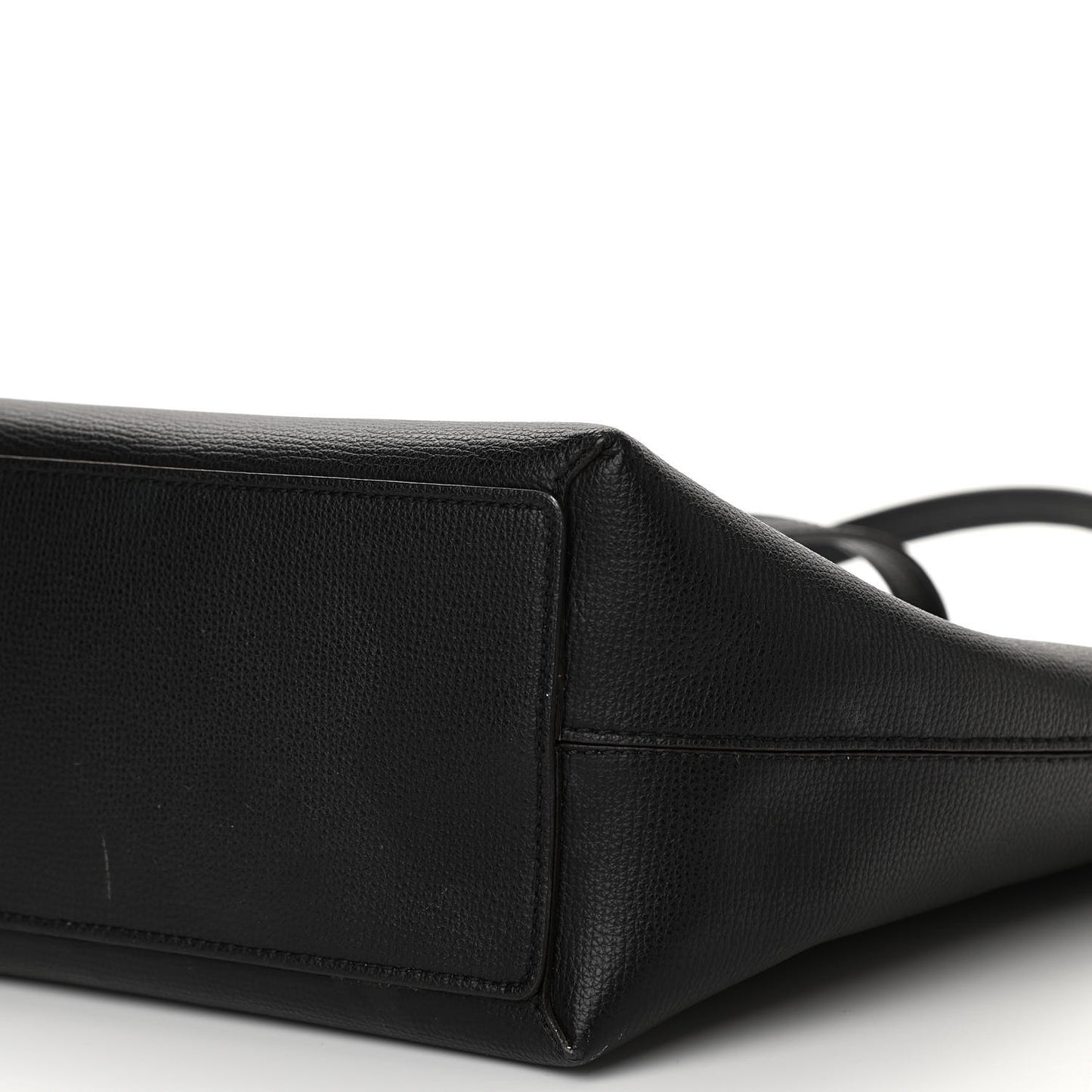 Grainy Calfskin Haymarket Check Medium Reversible Tote Black