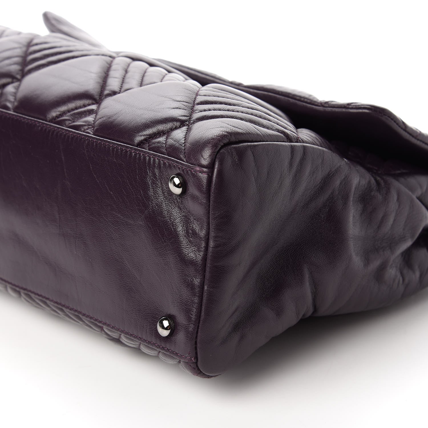 Chanel Calfskin Diagonal Quilted Flap Purple 7 of 10