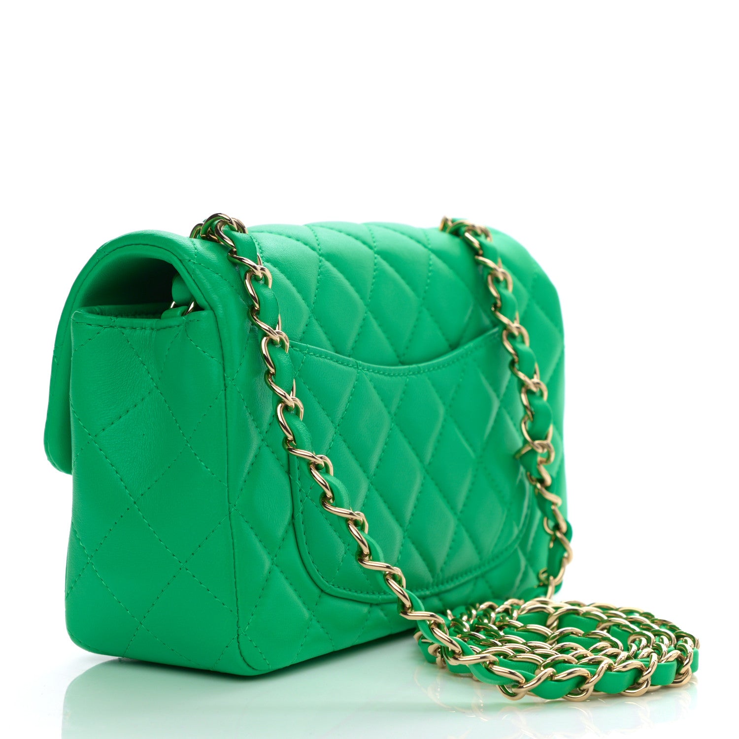 Chanel Lambskin Quilted Mini Rectangular Flap Green 2 of 10