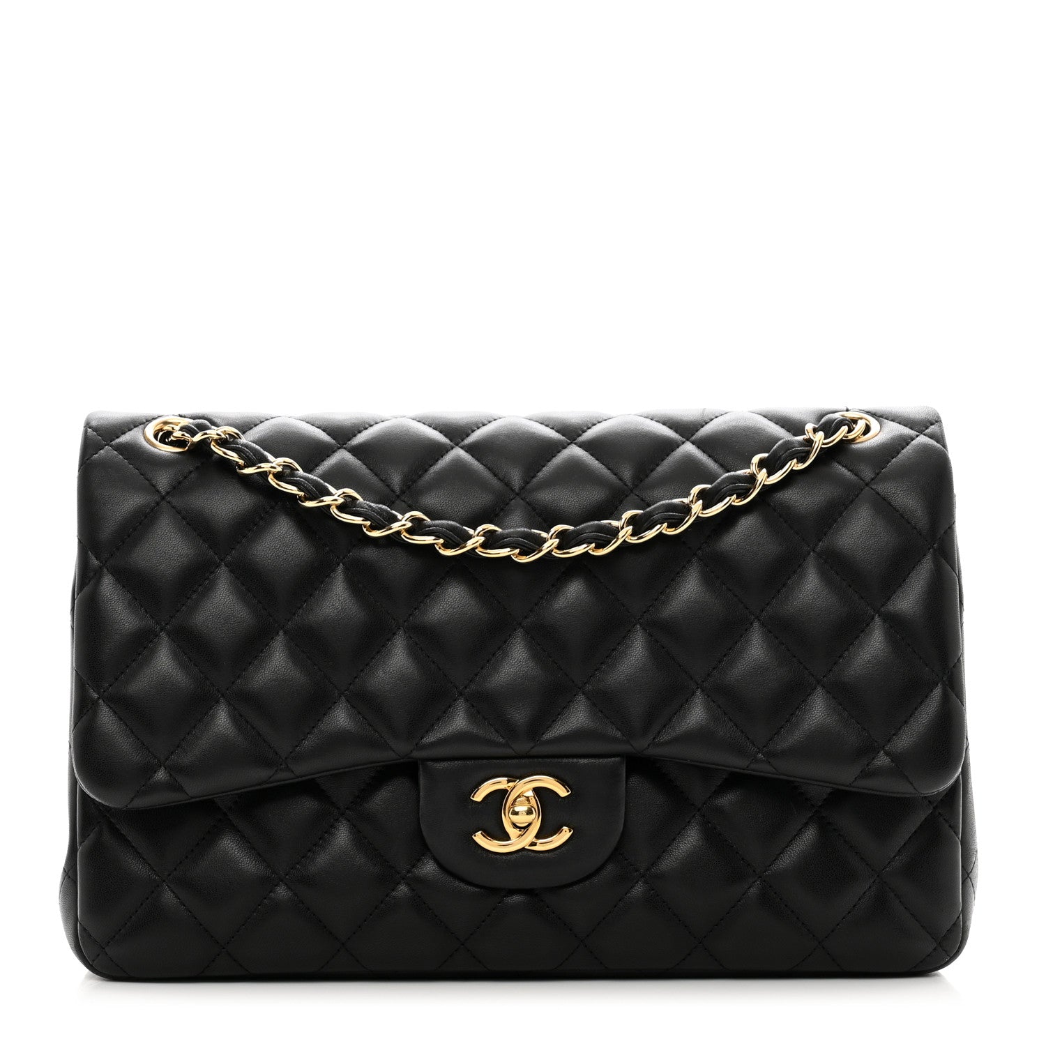 Chanel Lambskin Quilted Jumbo Double Flap Black 1 of 11