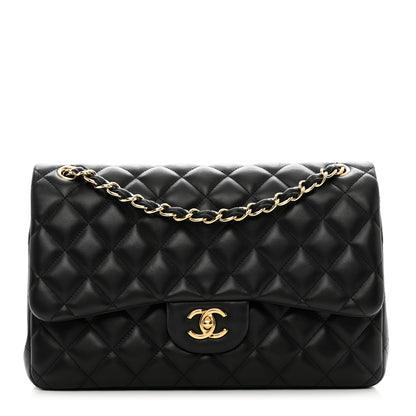 Chanel Lambskin Quilted Jumbo Double Flap Black 1 of 11