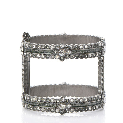 Chanel Ruthenium Crystal Cutout CC Wide Cuff 3 of 5