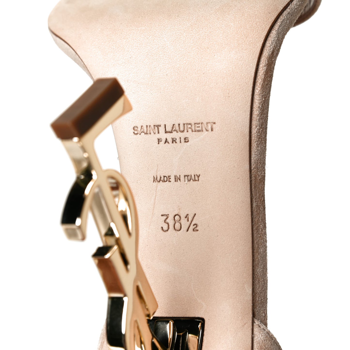 Suede Calfskin Opyum 110 Sandals 38.5 Cachemere Pale Gold