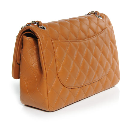 Chanel Caviar Quilted Jumbo Double Flap Light Brown 3 of 8