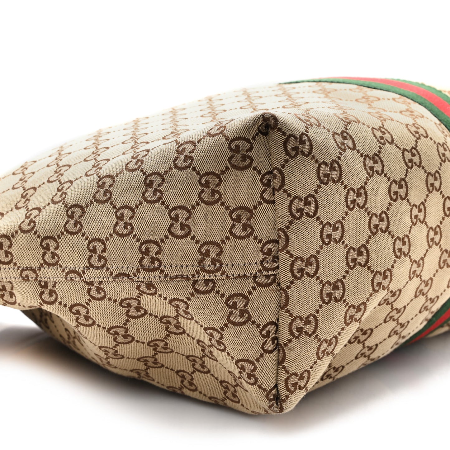 GG Monogram Web Large Giglio Tote Bag Beige Brown