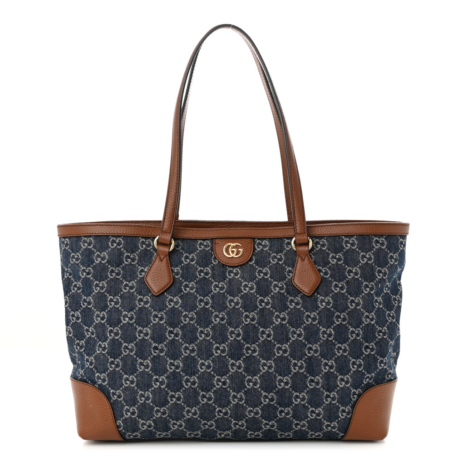 Gucci New Denim GG Monogram Medium Ophidia Shopping Tote Blue Tea Cuir 1 of 11