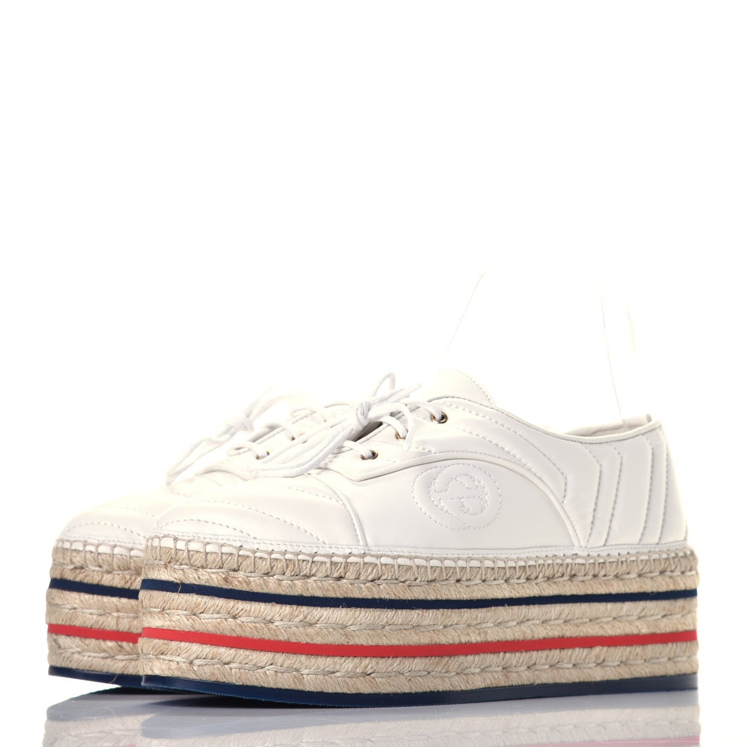 Gucci Nappa Matelasse GG Pilar Flatform Lace-Up Espadrilles 39 Great White 3 of 9