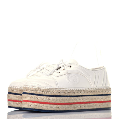Gucci Nappa Matelasse GG Pilar Flatform Lace-Up Espadrilles 39 Great White 3 of 9