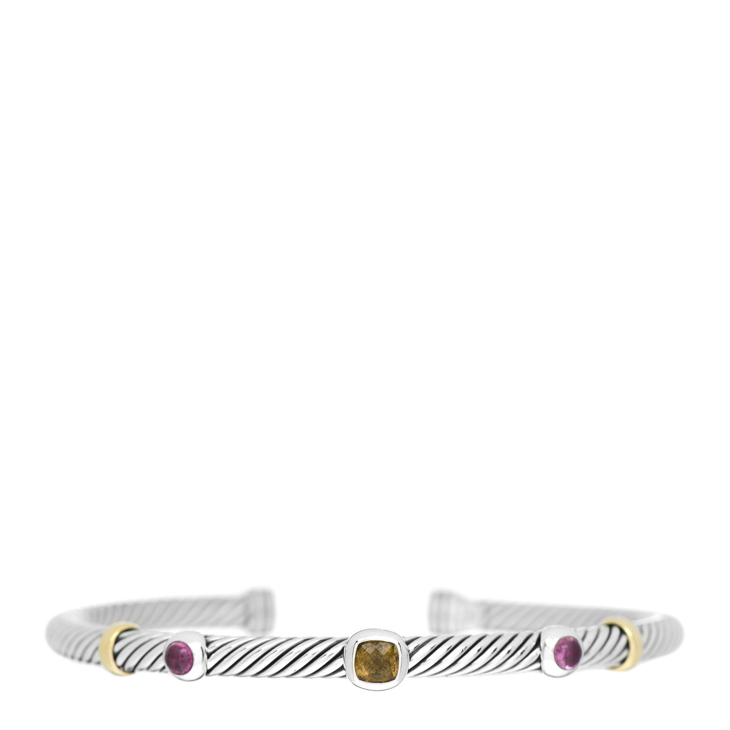 Sterling Silver 18K Yellow Gold Citrine Rhodolite 4mm Renaissance Bracelet
