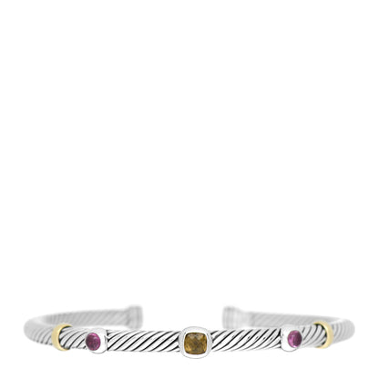 David Yurman Sterling Silver 18K Yellow Gold Citrine Rhodolite 4mm Renaissance Bracelet 1 of 3