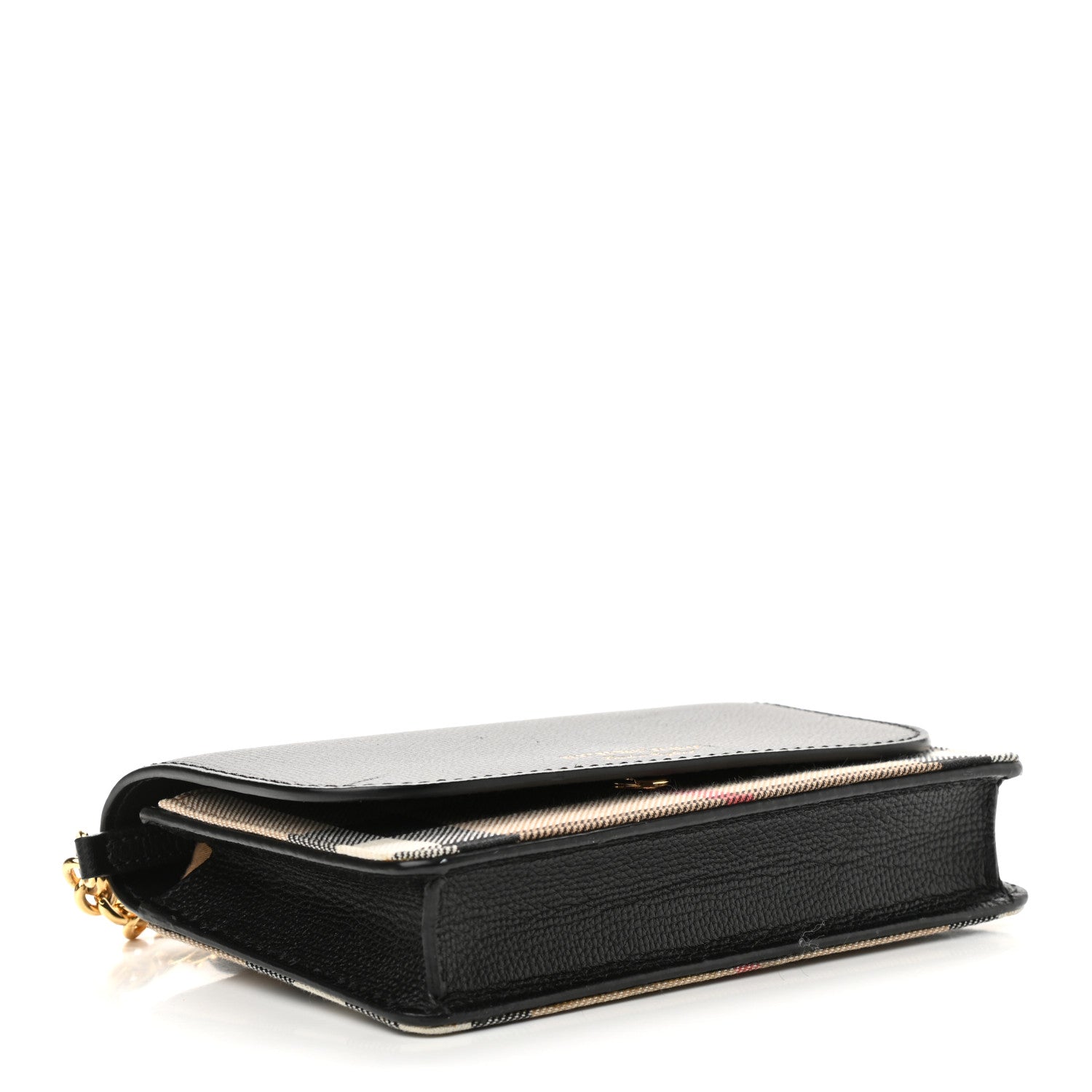 Burberry Grained Calfskin House Check Tartan Mix Hampshire Wallet On Chain Black 4 of 9