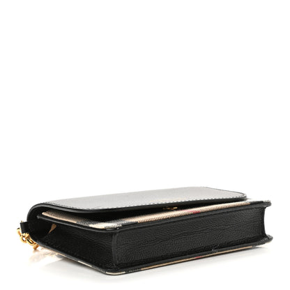 Burberry Grained Calfskin House Check Tartan Mix Hampshire Wallet On Chain Black 4 of 9