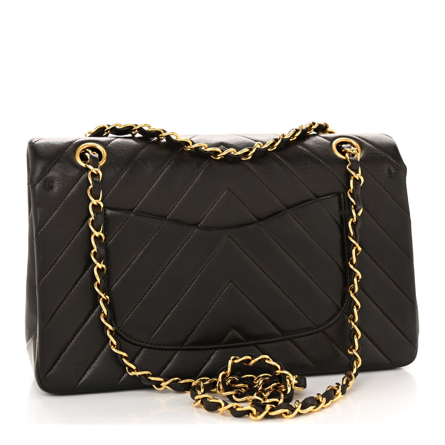 Chanel Lambskin Chevron Quilted Medium Double Flap Dark Brown 3 of 12