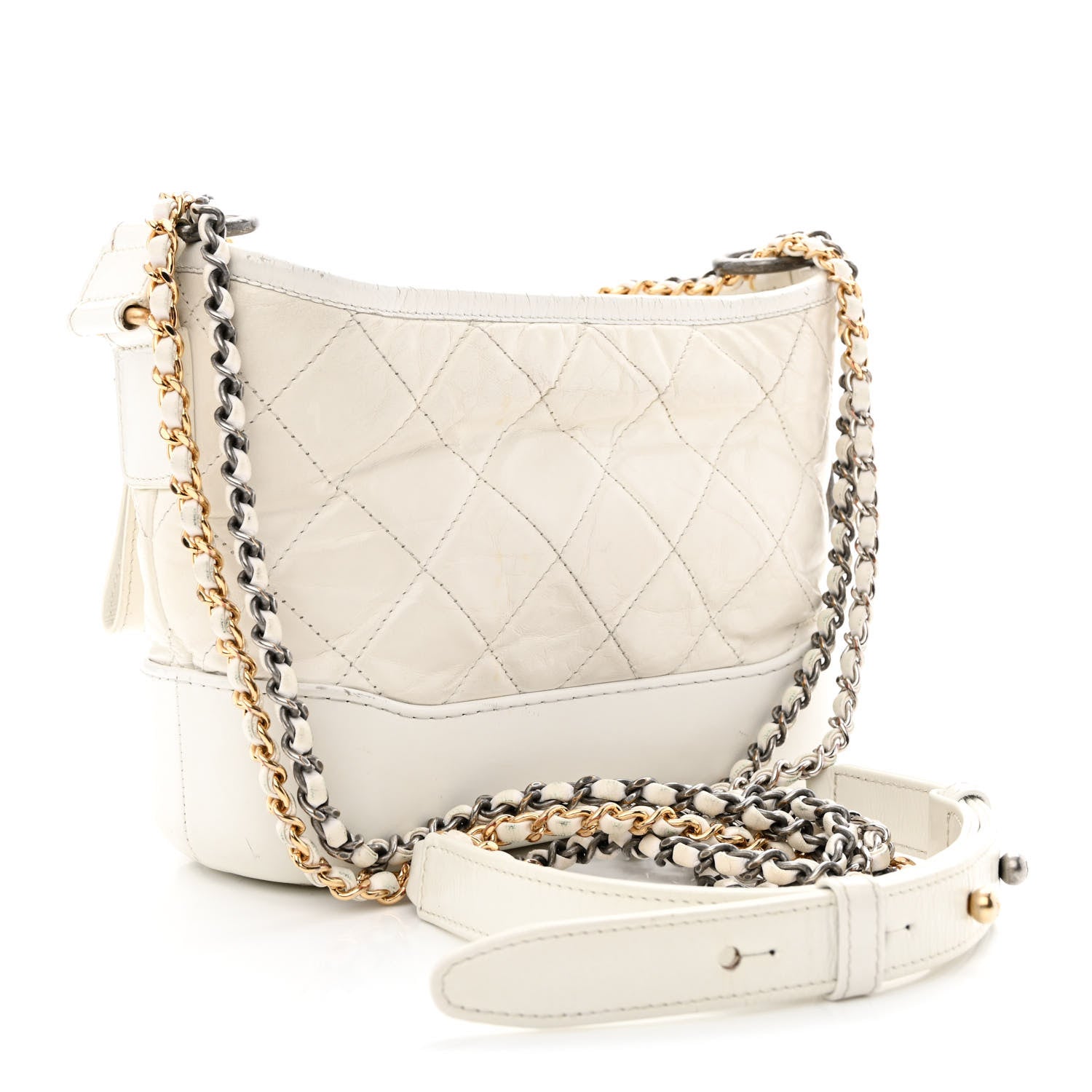 Chanel Aged Calfskin Quilted Small Gabrielle Hobo White 3 of 23