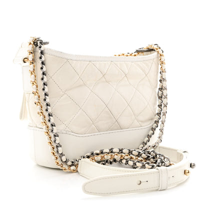 Chanel Aged Calfskin Quilted Small Gabrielle Hobo White 3 of 23