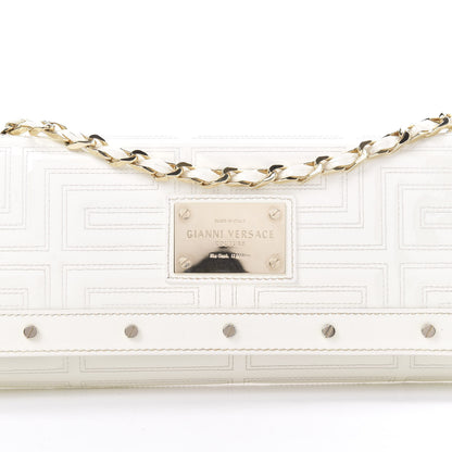 Versace Patent Couture Chain Clutch White 7 of 9