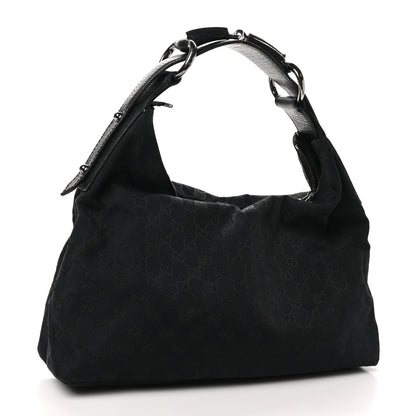 Gucci Monogram Medium Horsebit Chain Hobo Black 3 of 10
