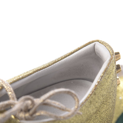 Gucci Metallic Calfskin Studded Mens Bambi Web GG Sneakers 7.5 Gold 11 of 13