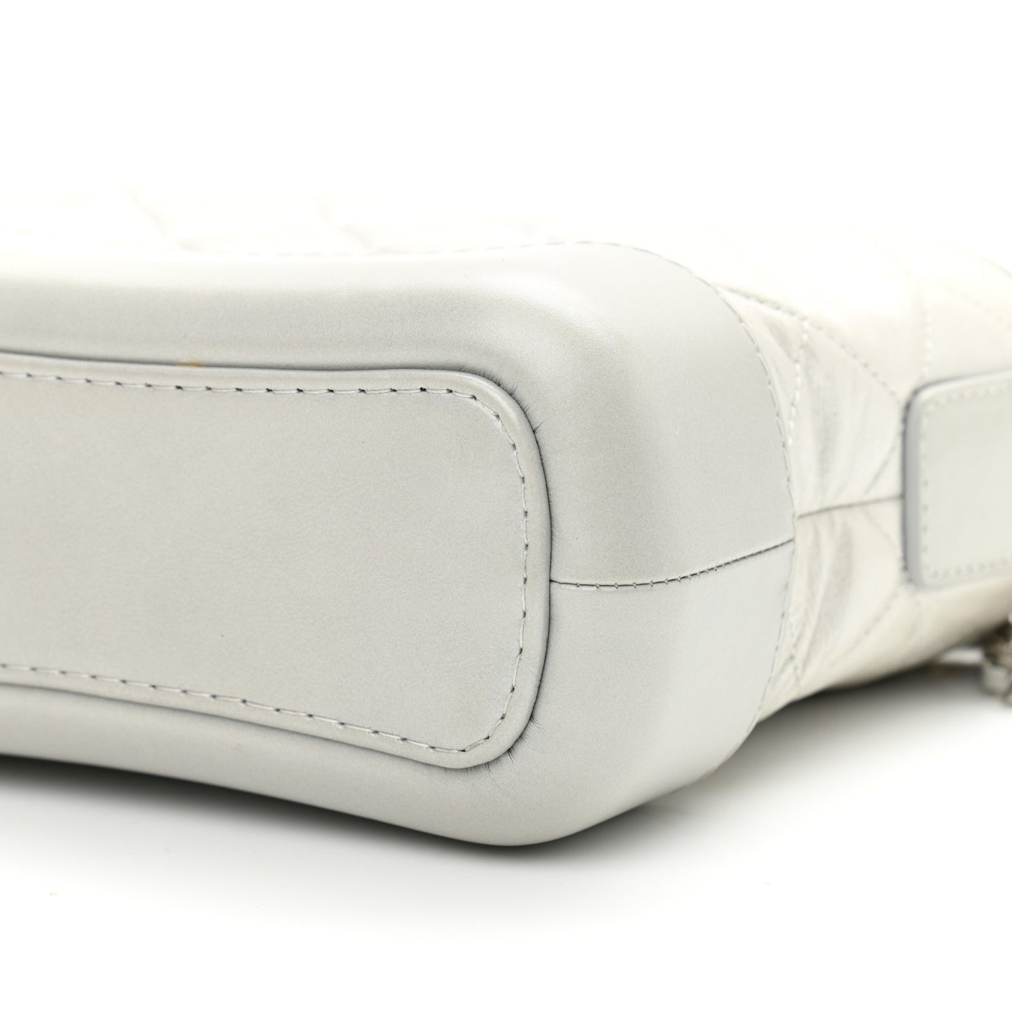 Metallic Aged Calfskin Quilted Small Gabrielle Hobo Silver