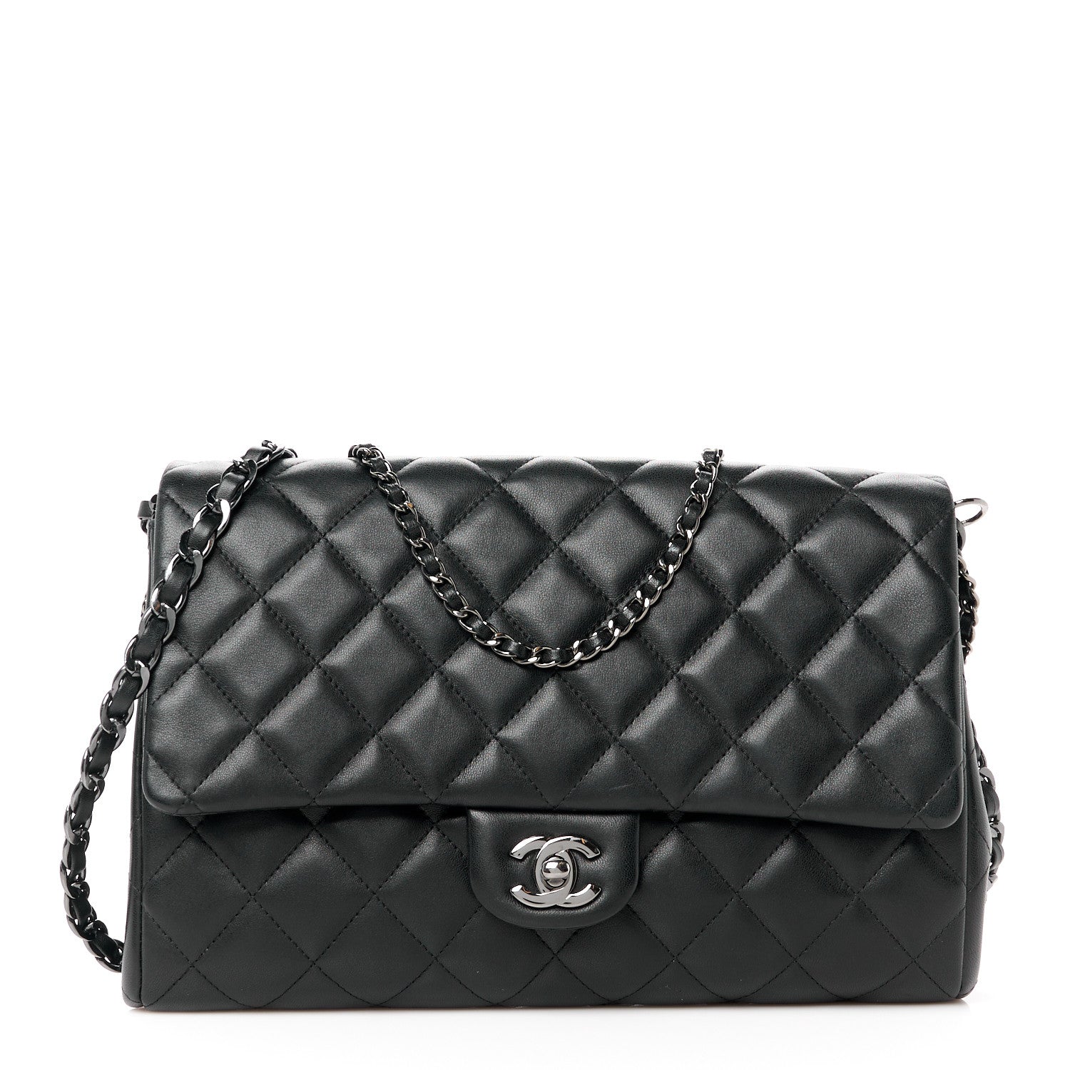 Chanel Lambskin Quilted Clutch with Chain Flap Black 1 of 12