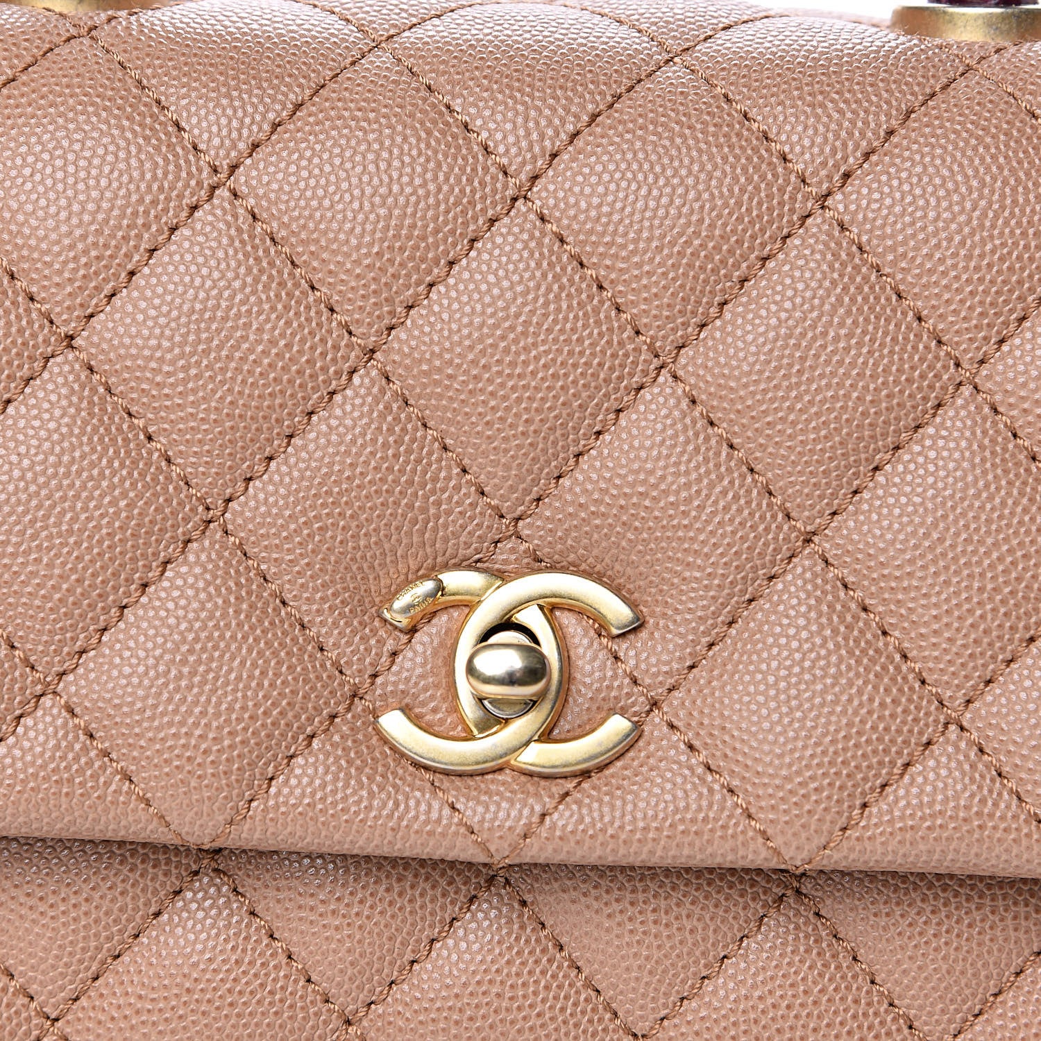 Chanel Caviar Lizard Quilted Mini Coco Handle Flap Beige 9 of 14