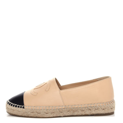 Chanel Lambskin CC Espadrilles 38 Beige Black 1 of 11