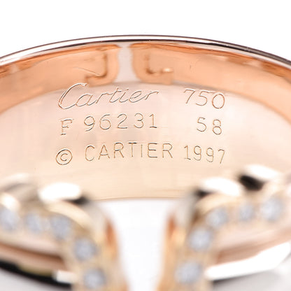 Cartier 18K Pink Yellow White Gold Diamond C De Ring 58 8.25 4 of 4