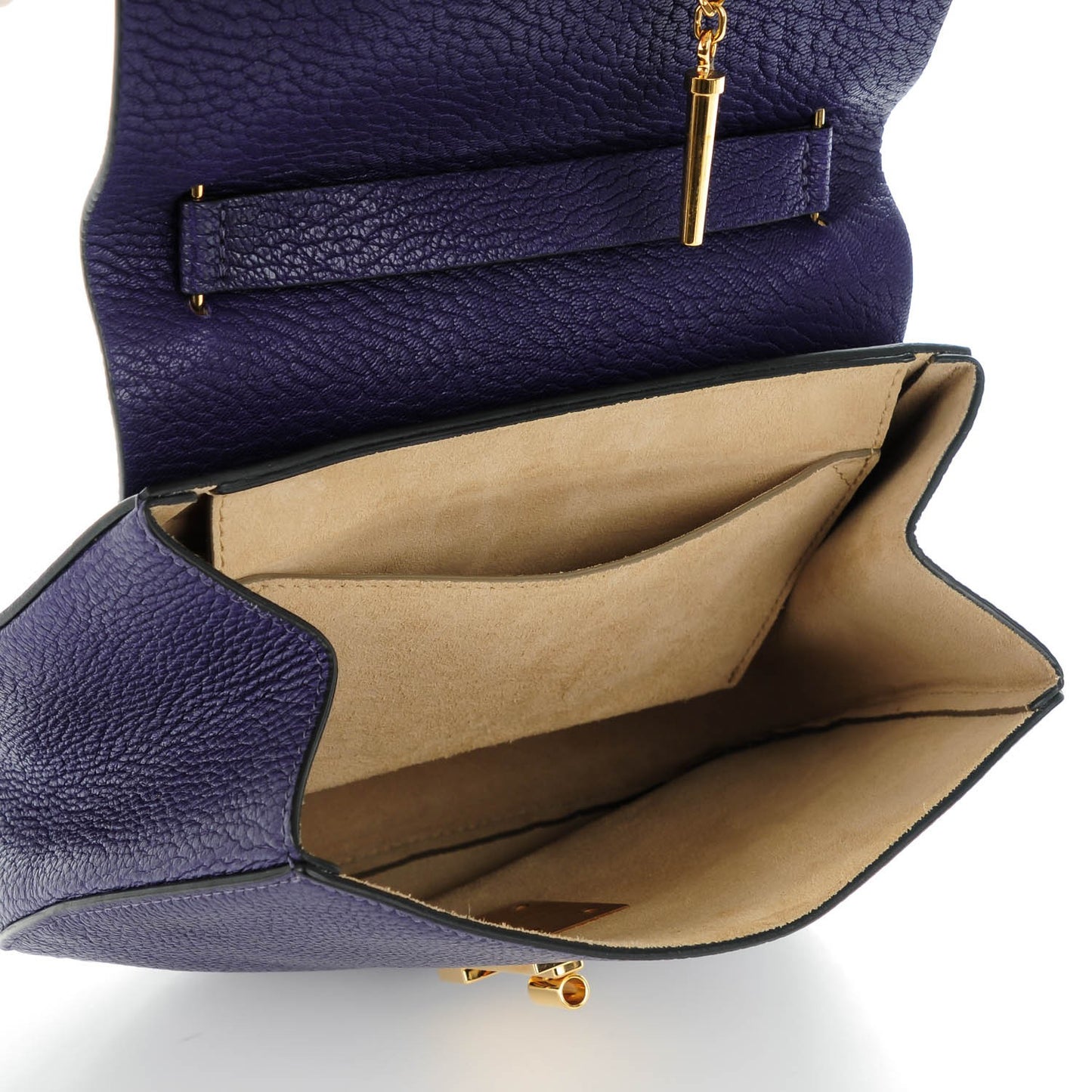 Grained Lambskin Drew Shoulder Bag Storm Blue