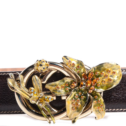 Gucci Monogram Crystal Flower GG Belt Brown 3 of 7