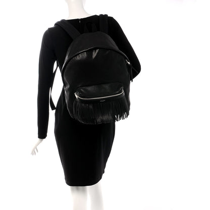 Saint Laurent Lambskin Delave Fringe Backpack Black 3 of 8