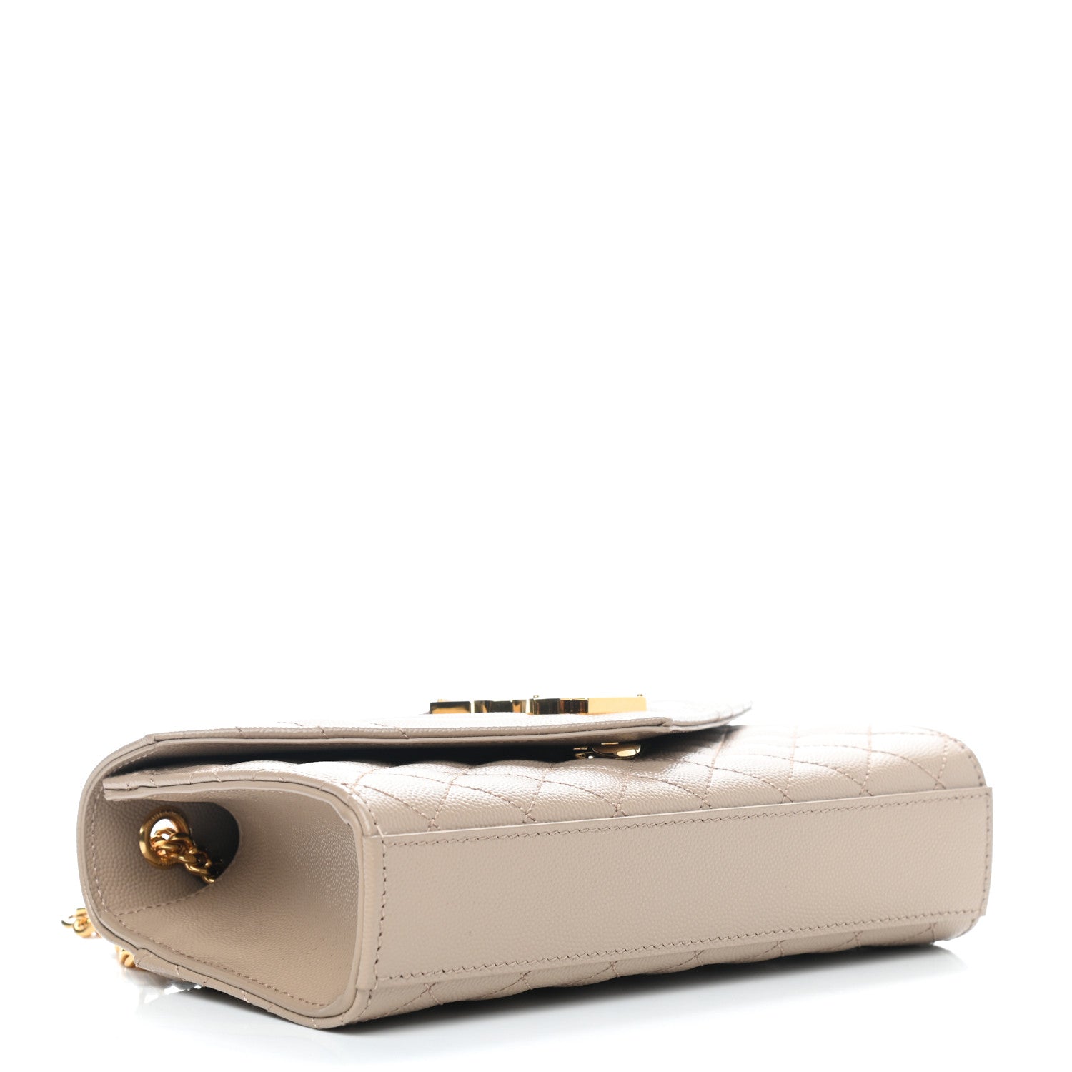 Saint Laurent Grain De Poudre Textured Mixed Matelasse Triquilt Small Monogram Satchel Dark Beige 4 of 9