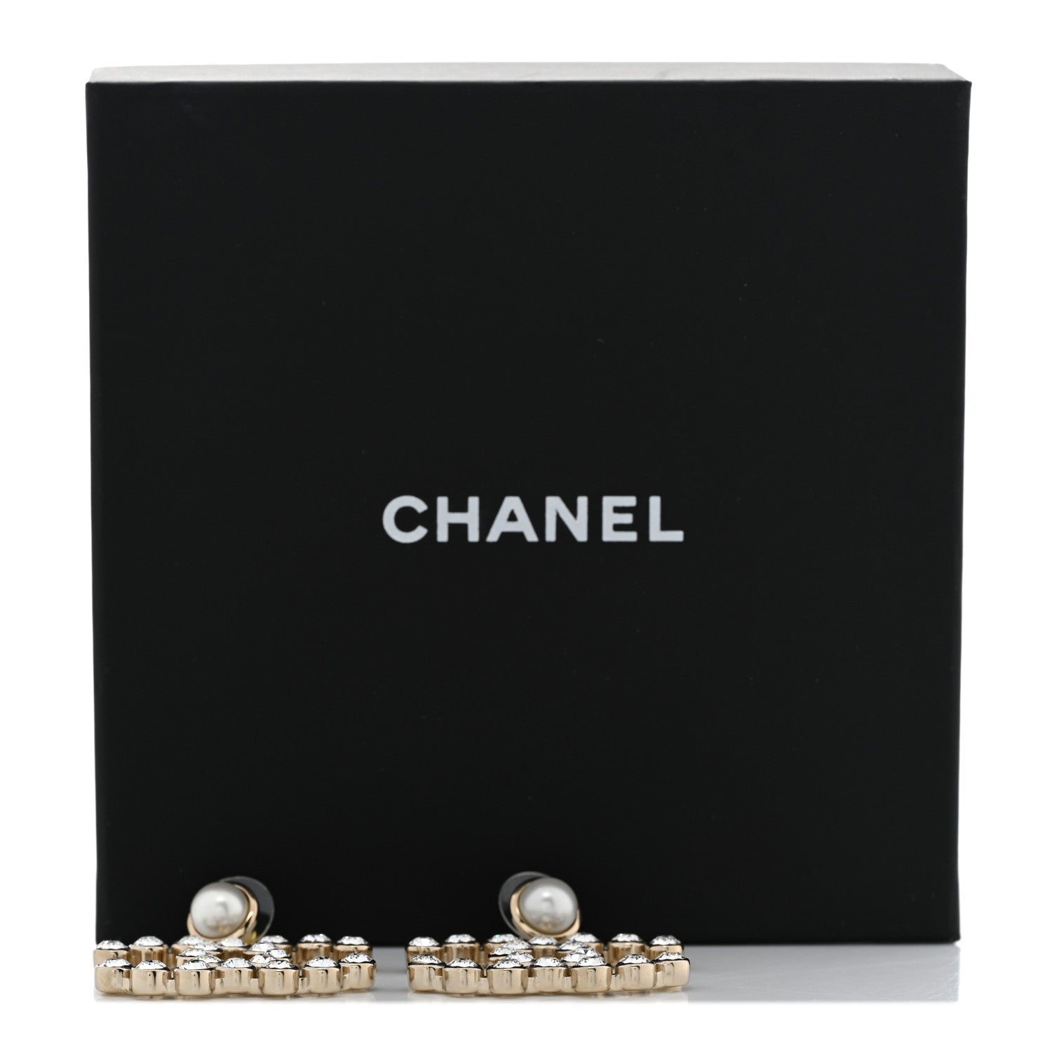 Chanel Crystal Pearl Large CC Drop Earrings Gold 5 of 5