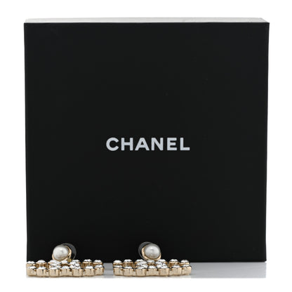 Chanel Crystal Pearl Large CC Drop Earrings Gold 5 of 5
