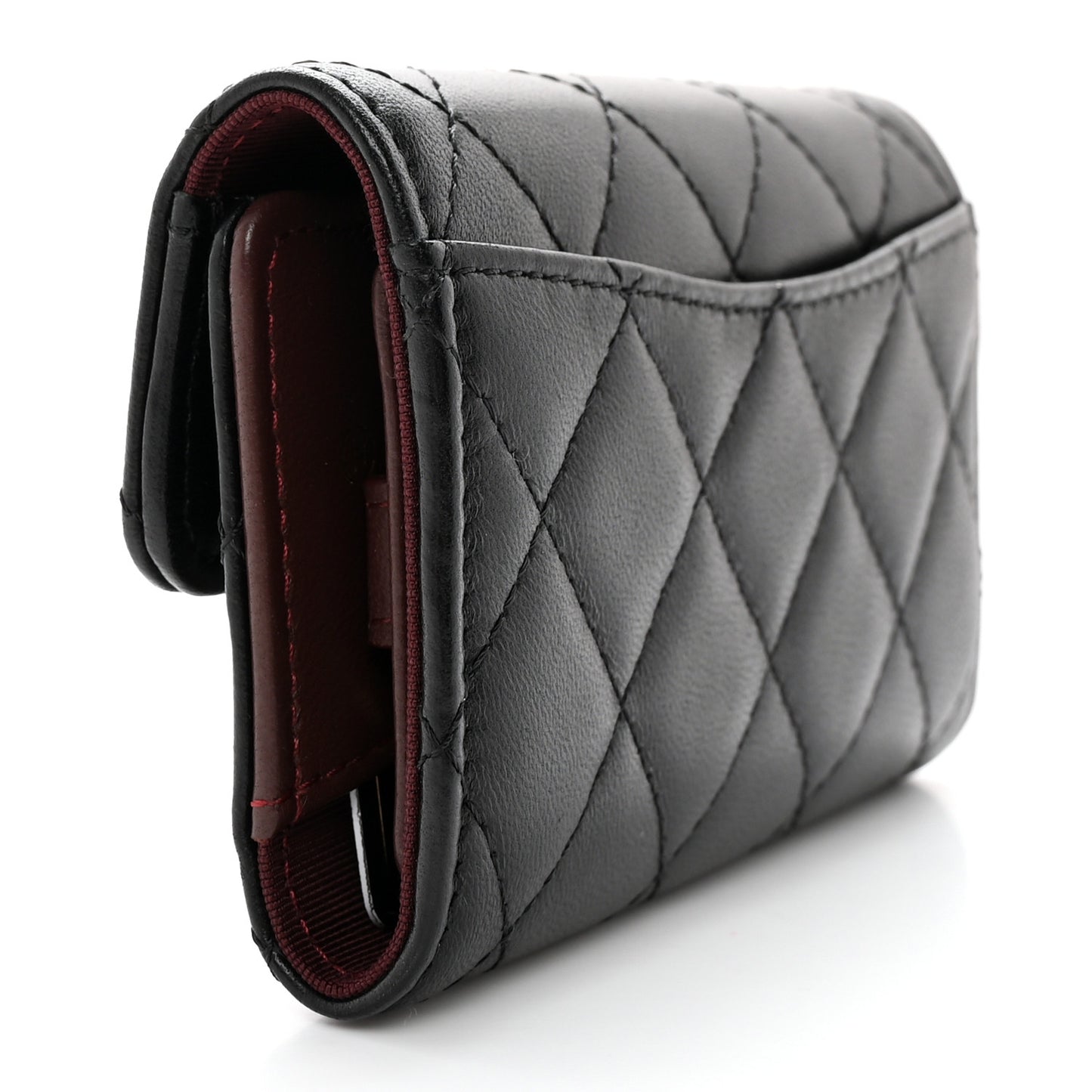 Lambskin Quilted 4 Key Holder Black