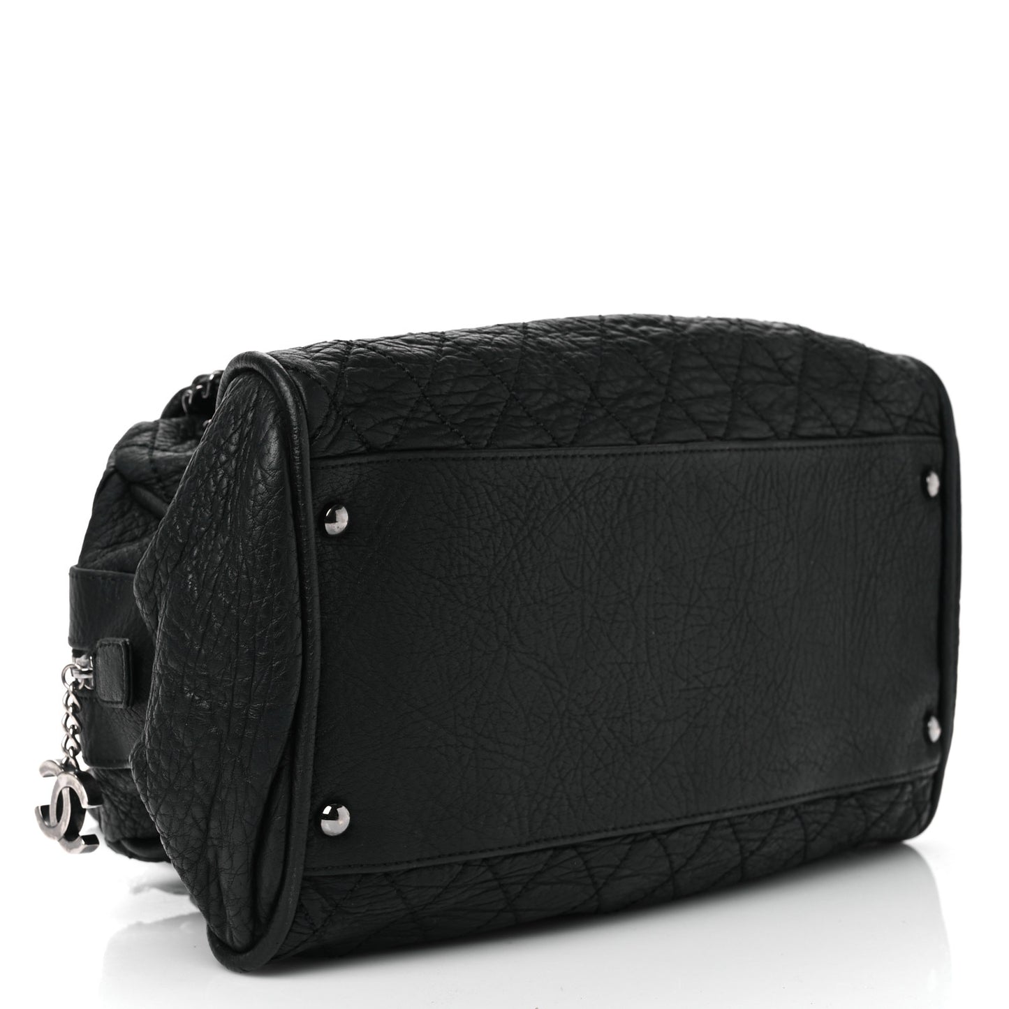 Distressed Lambskin Lady Braid Bowler Black