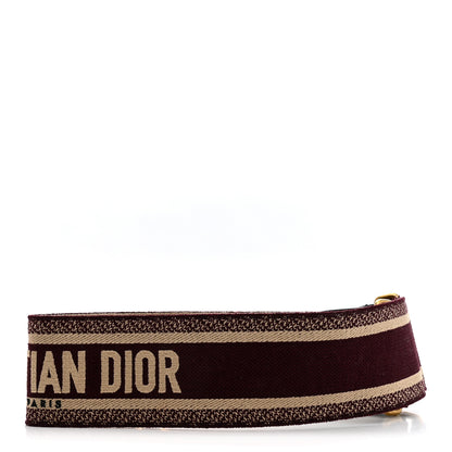 Christian Dior Canvas Embroidered Shoulder Strap Burgundy 2 of 7