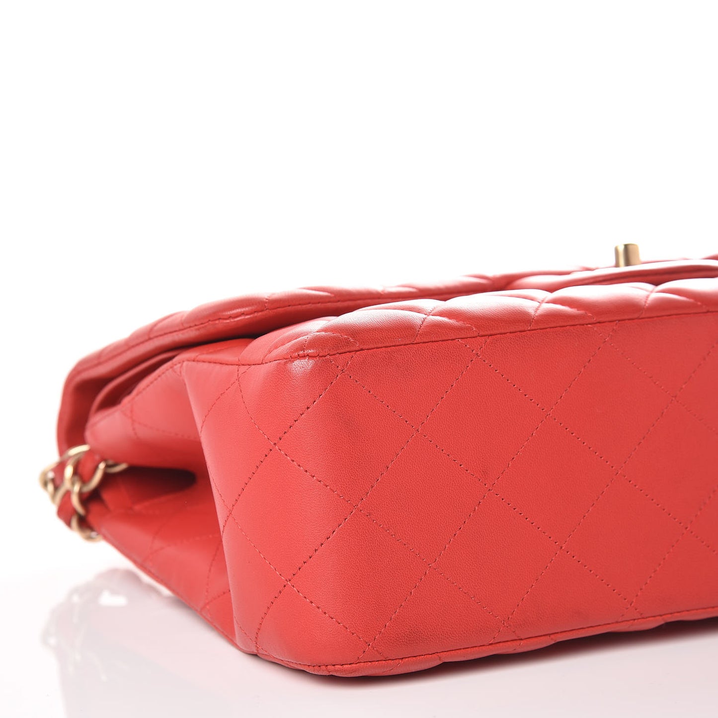 Lambskin Quilted Jumbo Double Flap Red