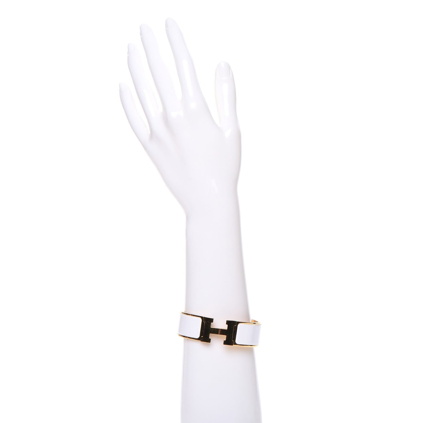 Enamel Wide Clic Clac H Bracelet GM White