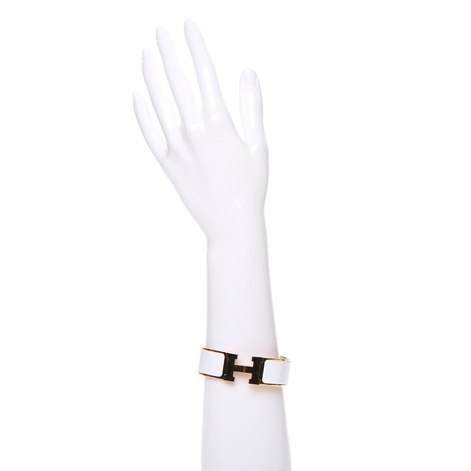 Hermes Enamel Wide Clic Clac H Bracelet GM White 2 of 5