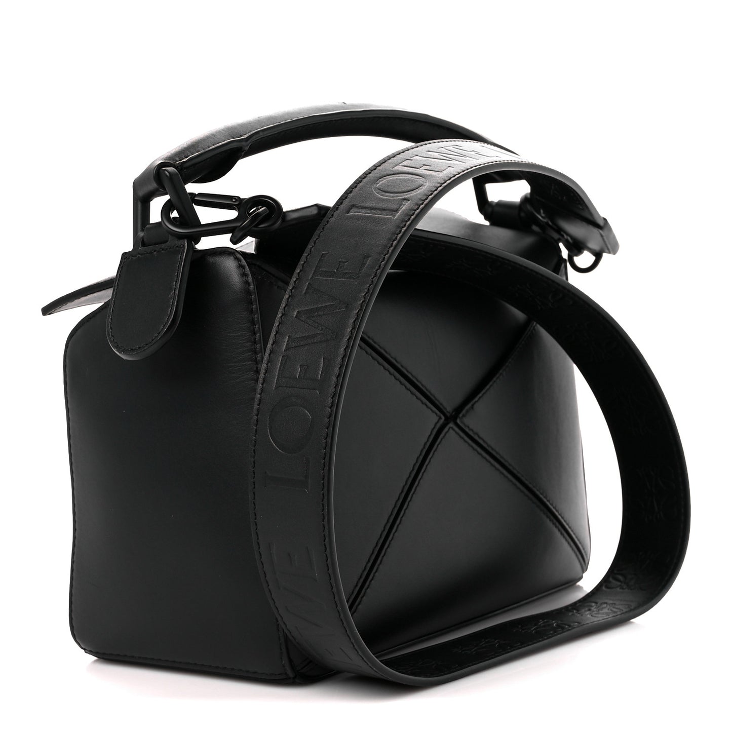 Satin Calfskin Small Puzzle Bag Black