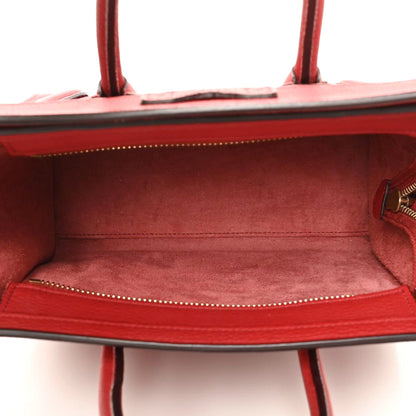Celine Drummed Calfskin Nano Luggage Red 8 of 9