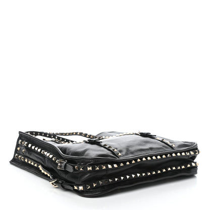 Valentino Garavani Vitello Rockstud Shopper Tote Black 4 of 9