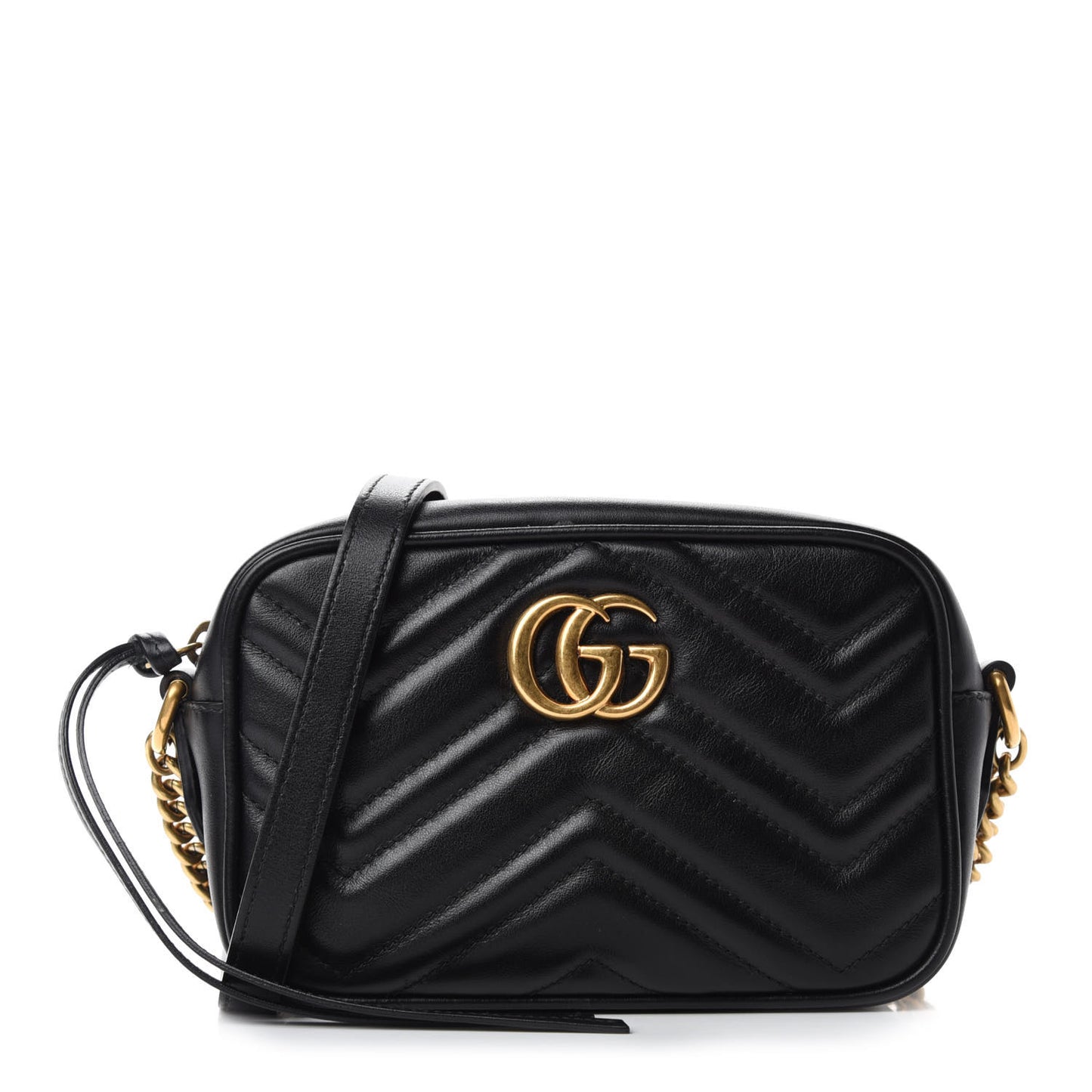 Calfskin Matelasse Mini GG Marmont Chain Shoulder Bag Black