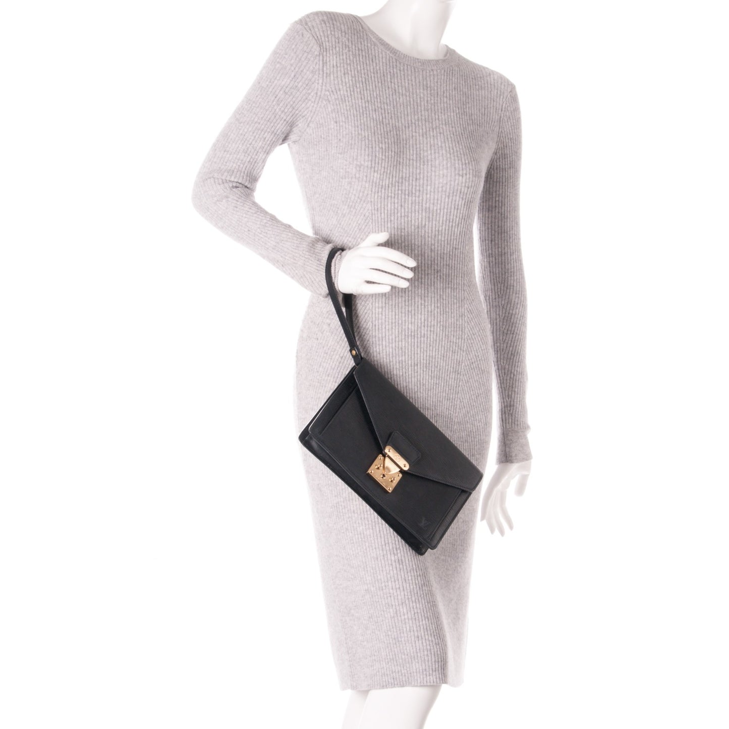 Epi Pochette Sellier Dragonne Clutch Black