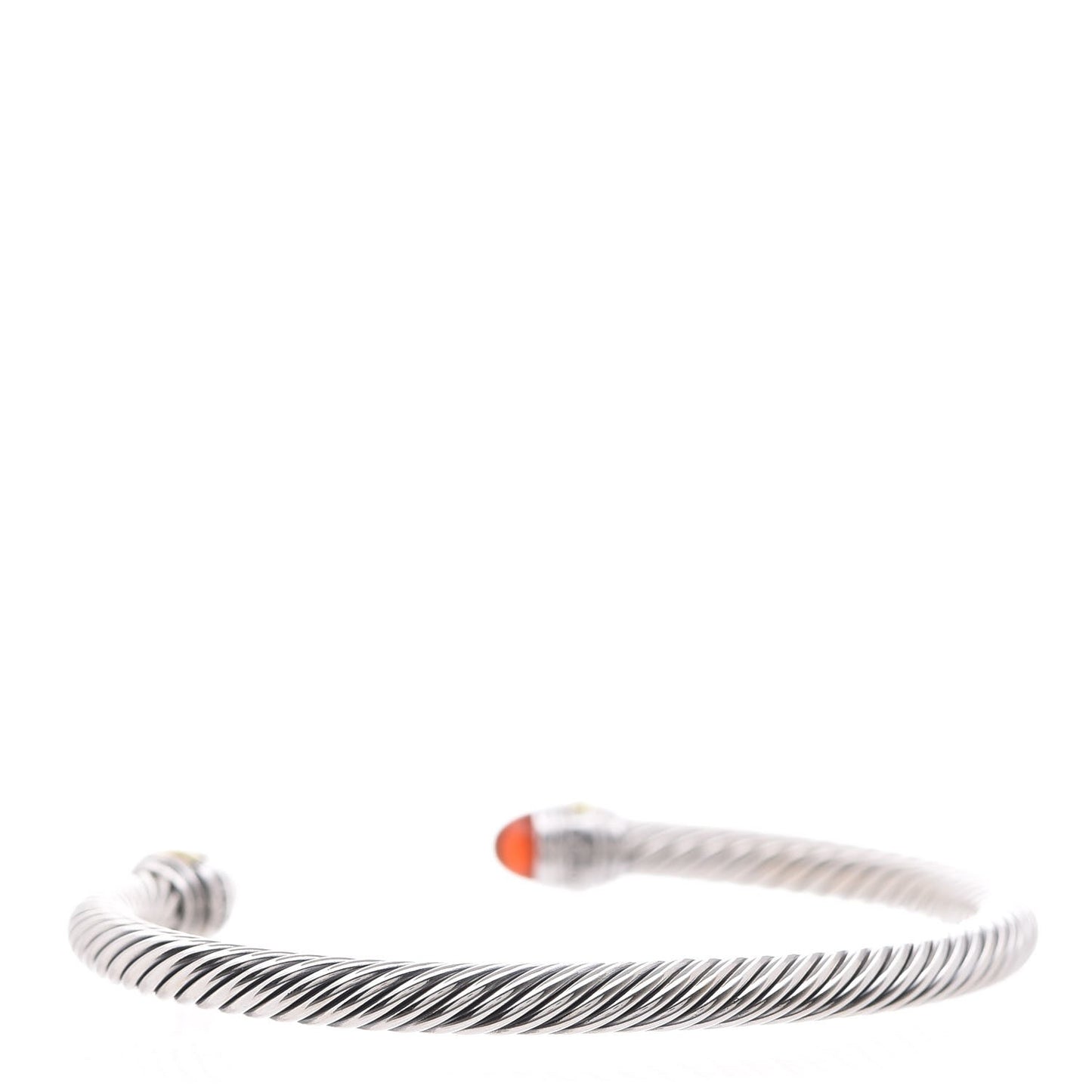 Sterling Silver 14K Yellow Gold Carnelian 5mm Cable Classics Bracelet