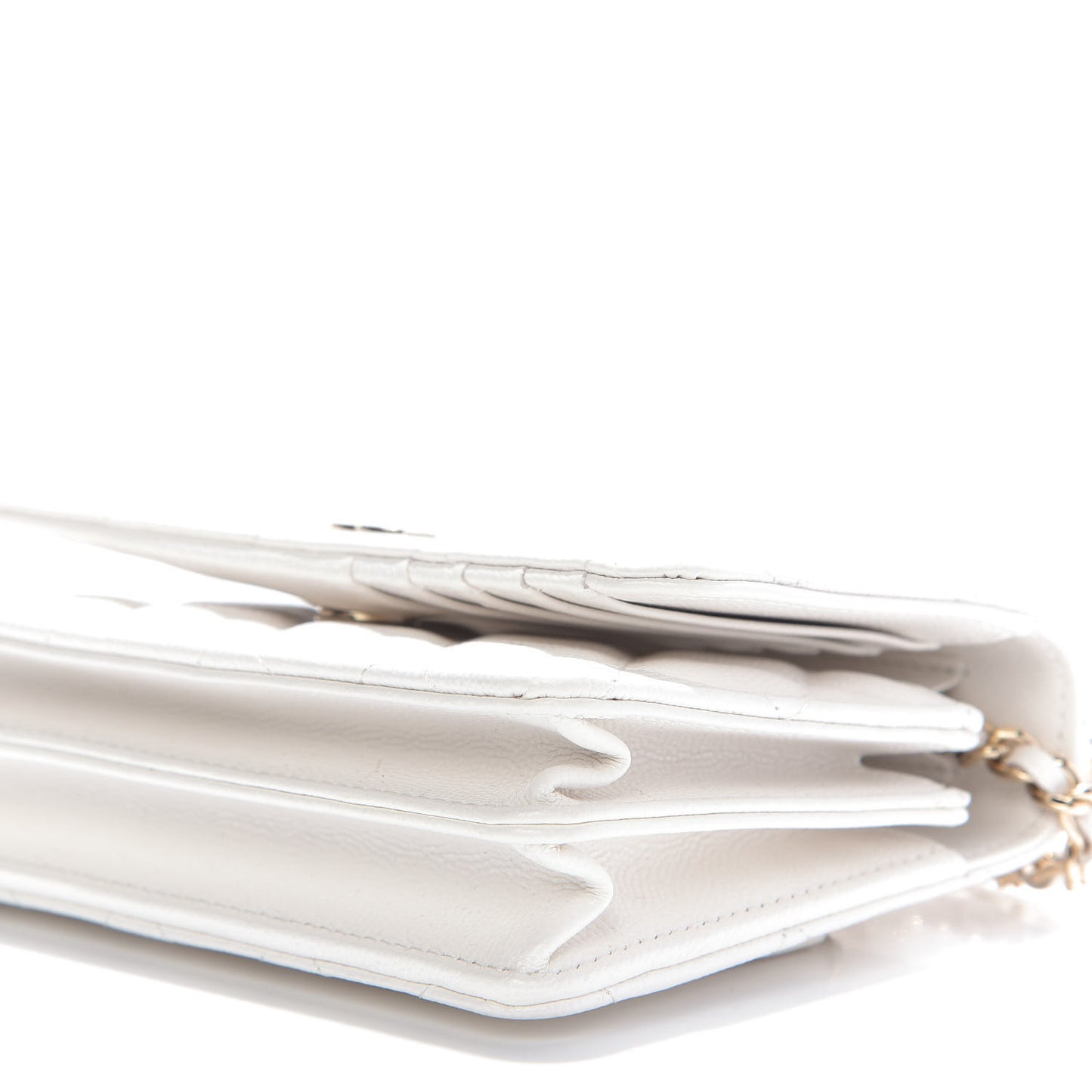 Caviar Quilted Mini Wallet On Chain WOC White